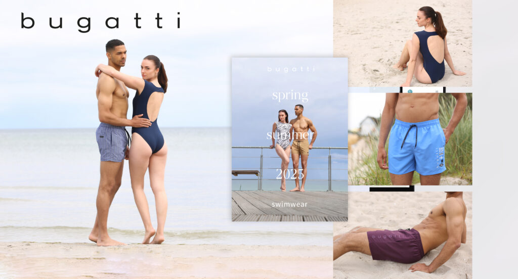 Für die okamoto GmbH hat Kähler & Kähler erneut die kreative Umsetzung der Kataloge und Preislisten für die Marke Bugatti Swimwear realisiert.
