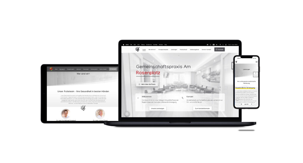 Für die Gemeinschaftspraxis am Rosenplatz wurde eine moderne, benutzerfreundliche Website konzipiert und umgesetzt.